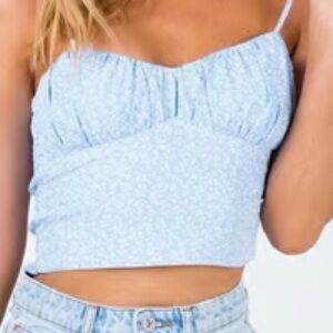 Princess Polly Light Blue Floral Crop Top